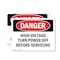 Signmission High Voltage Turn Power Off Before Servicing Danger Sign, Plastic, 10in W x 7in L, 2PK OS-2PACK-DS-P-710-L-1961 - alternate 1